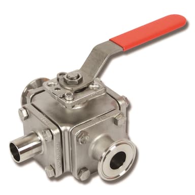 MARS Sanitary Multi-Port Ball Valve, 1/2", V36SN-1020-1-2IN-CAVITY-FILLER-SEAT-W-HANDLE